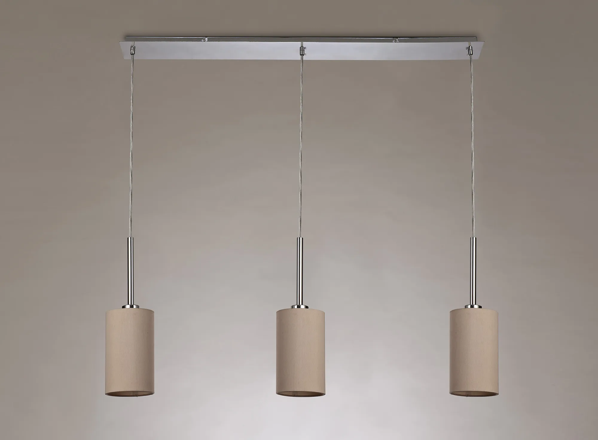 Baymont 12cm Shade 3 Light Pendant Polished Chrome, Nude Beige/Moonlight DK0765  Deco Baymont CH NU